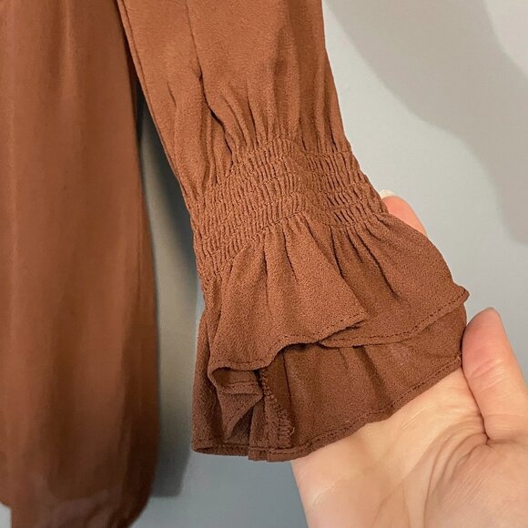 EUC Reformation Jourdan Viscose Victorian Mini Dress Brown Medium - Picture 5 of 9